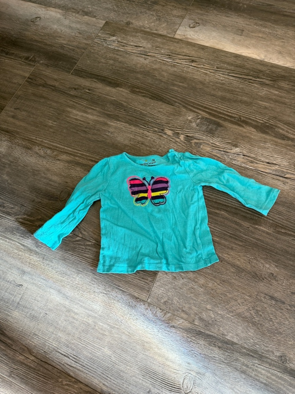 jumping beans Turquoise Long-Sleeve Tee with Striped Butterfly